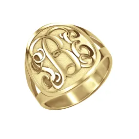 14K Gold Recessed Monogram Ring