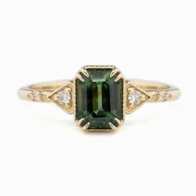 Agatha Ring 1.4ct Green Queensland Sapphire, 14K Yellow Gold (One of a kind)