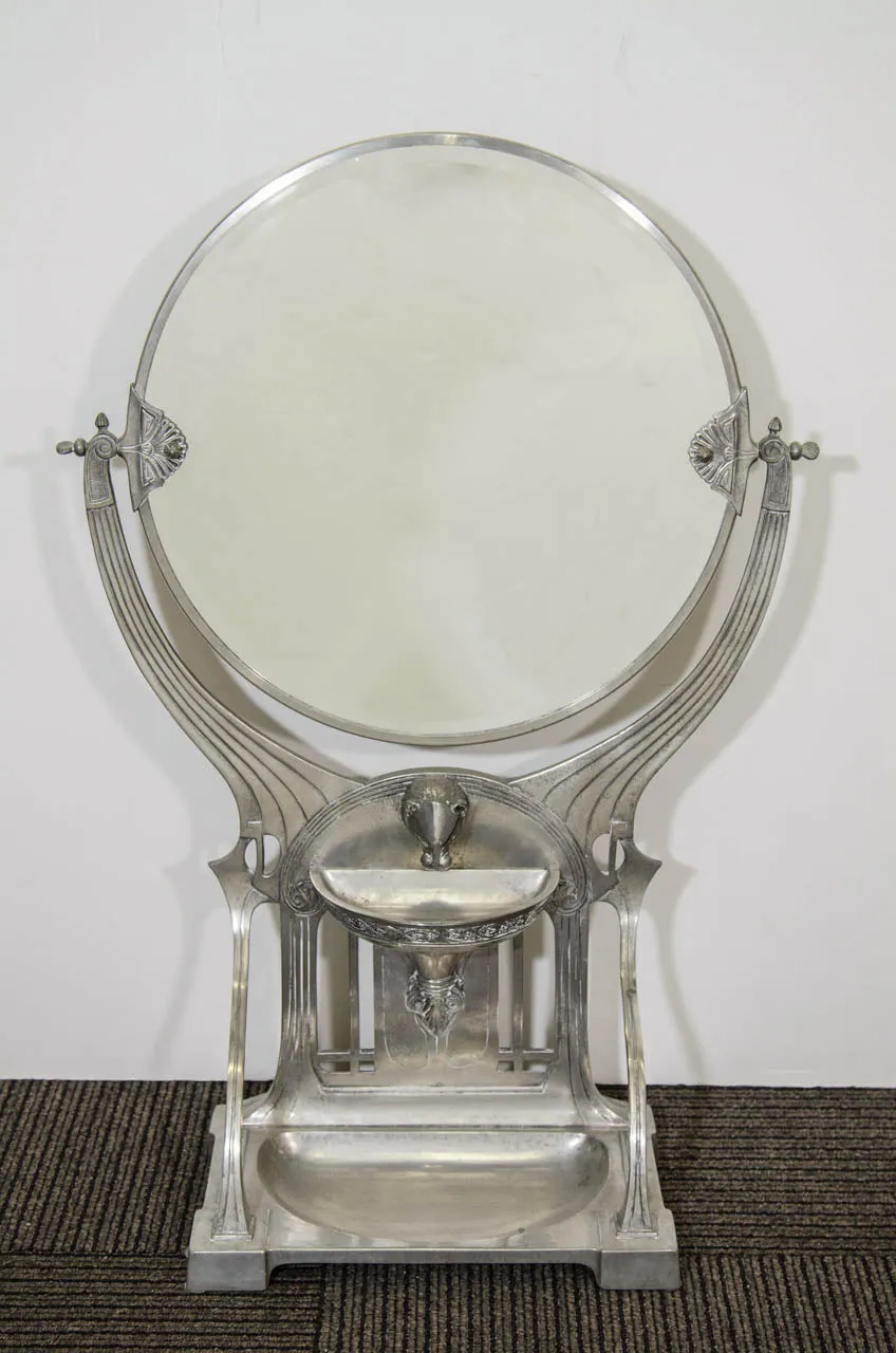 Antique Art Nouveau Silver WMF Style Mirror