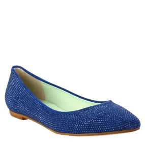 Ballerine da donna color celeste in pelle scamosciata con strass