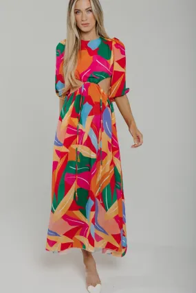 Caitlyn Side Cut Out Midi Dress In Multi