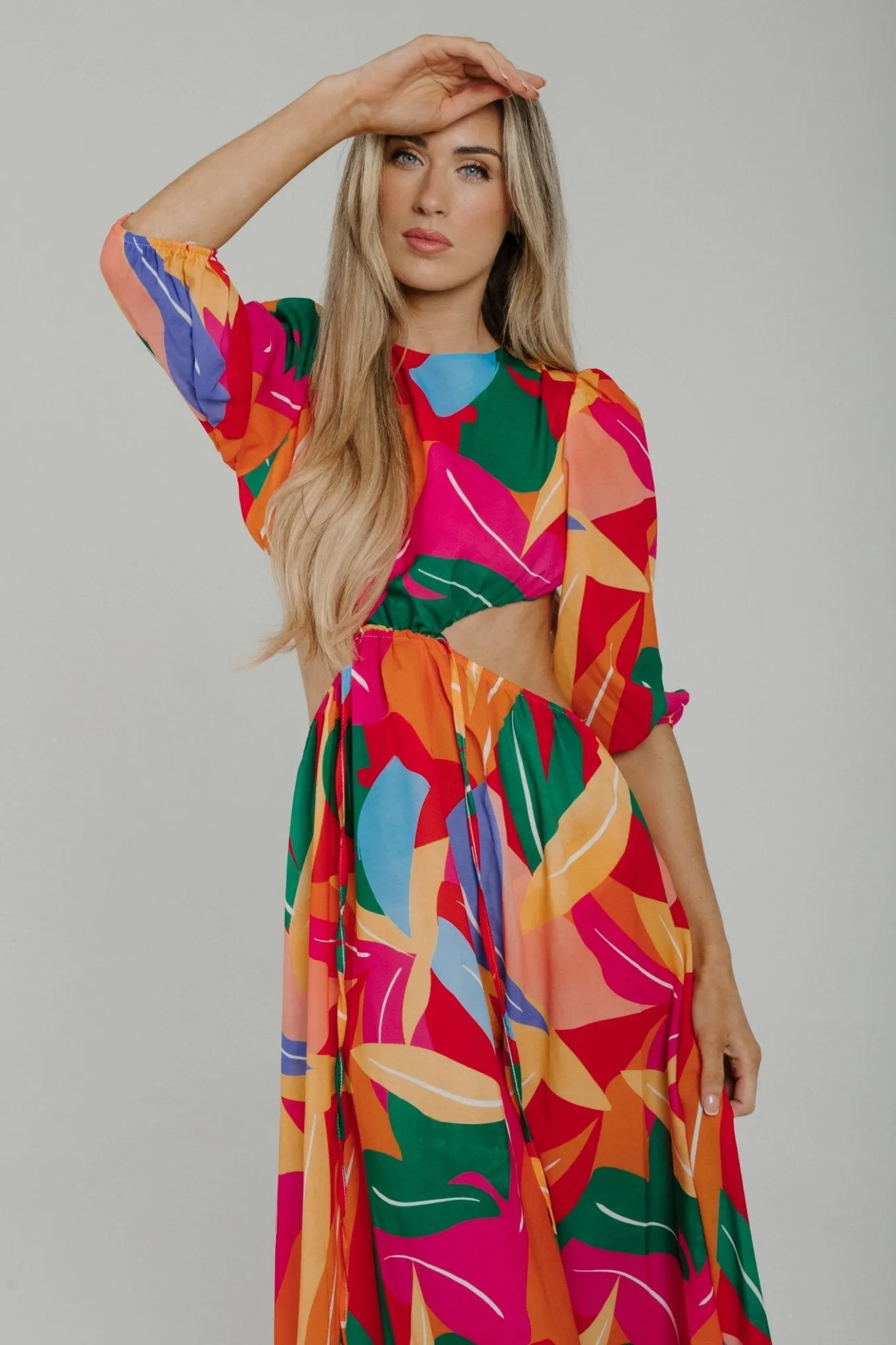 Caitlyn Side Cut Out Midi Dress In Multi