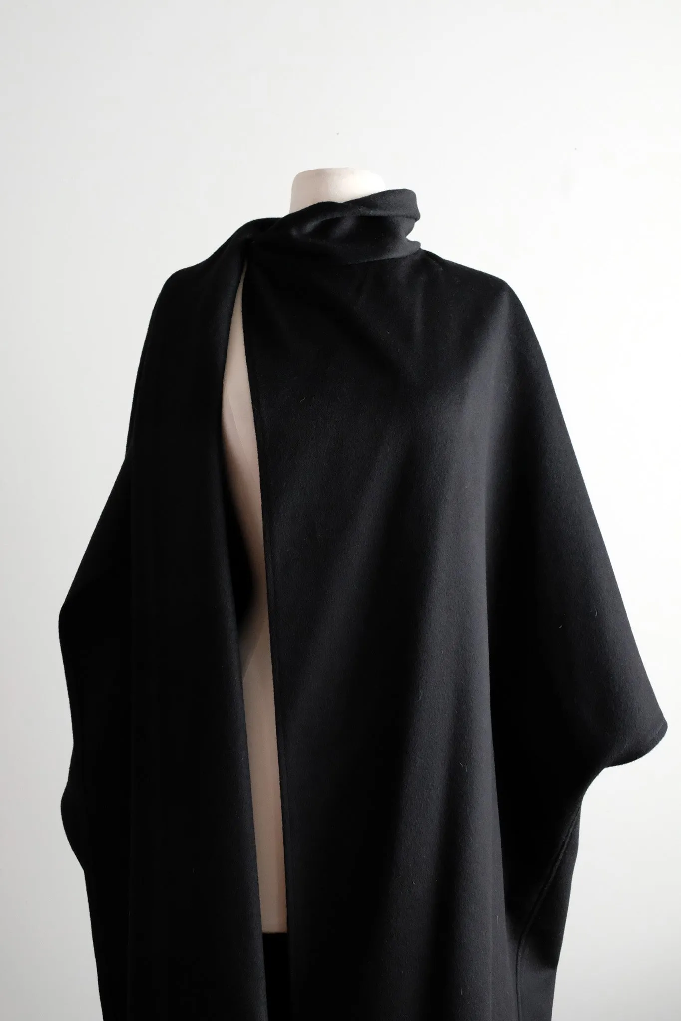 Classic 1970's Black Wool Cape by Gemini / OS