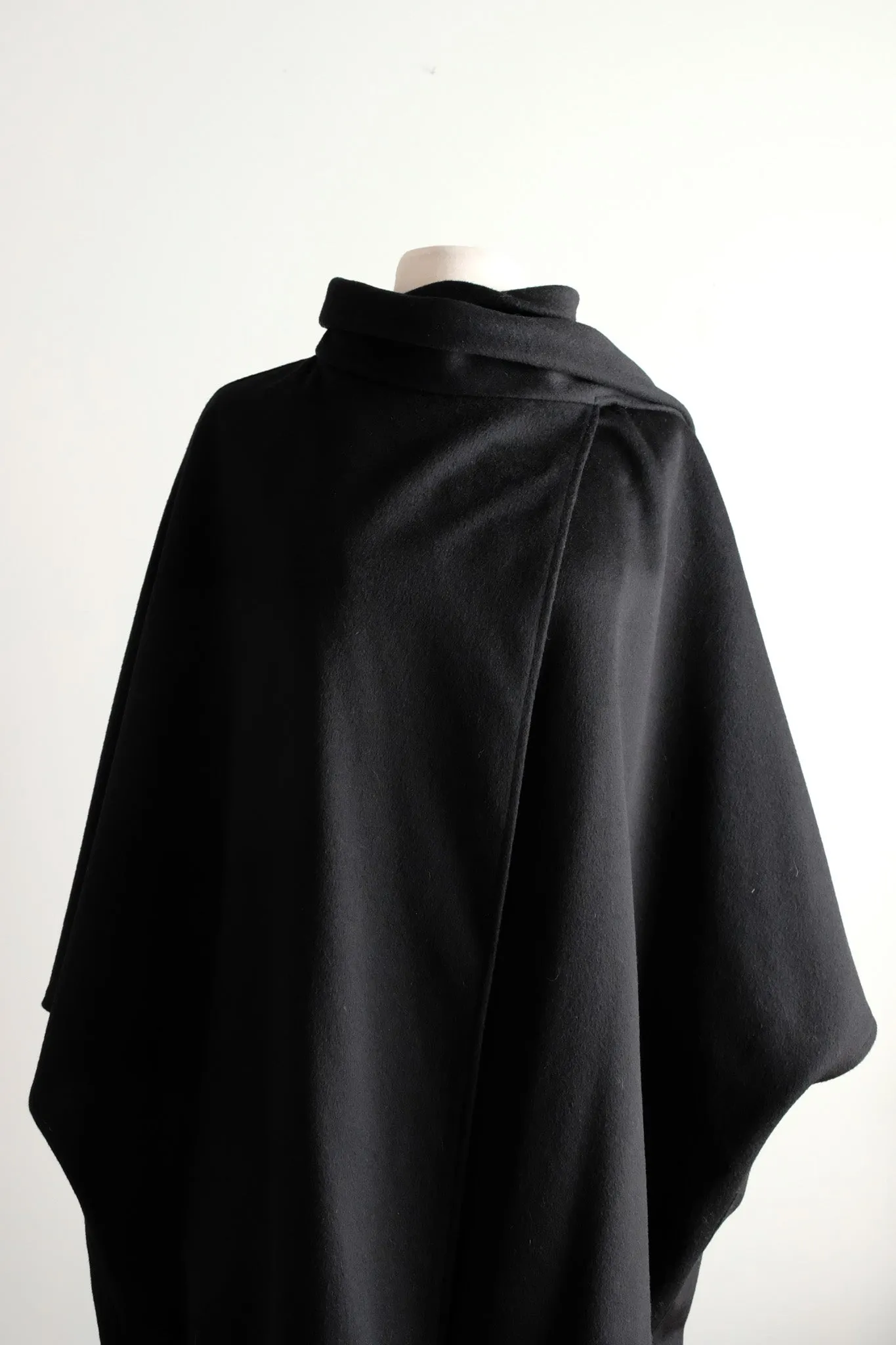 Classic 1970's Black Wool Cape by Gemini / OS