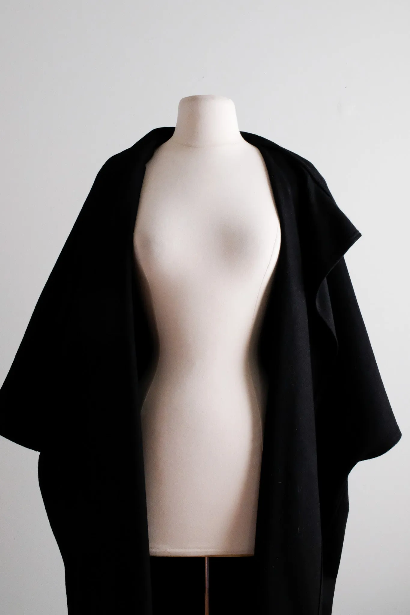 Classic 1970's Black Wool Cape by Gemini / OS