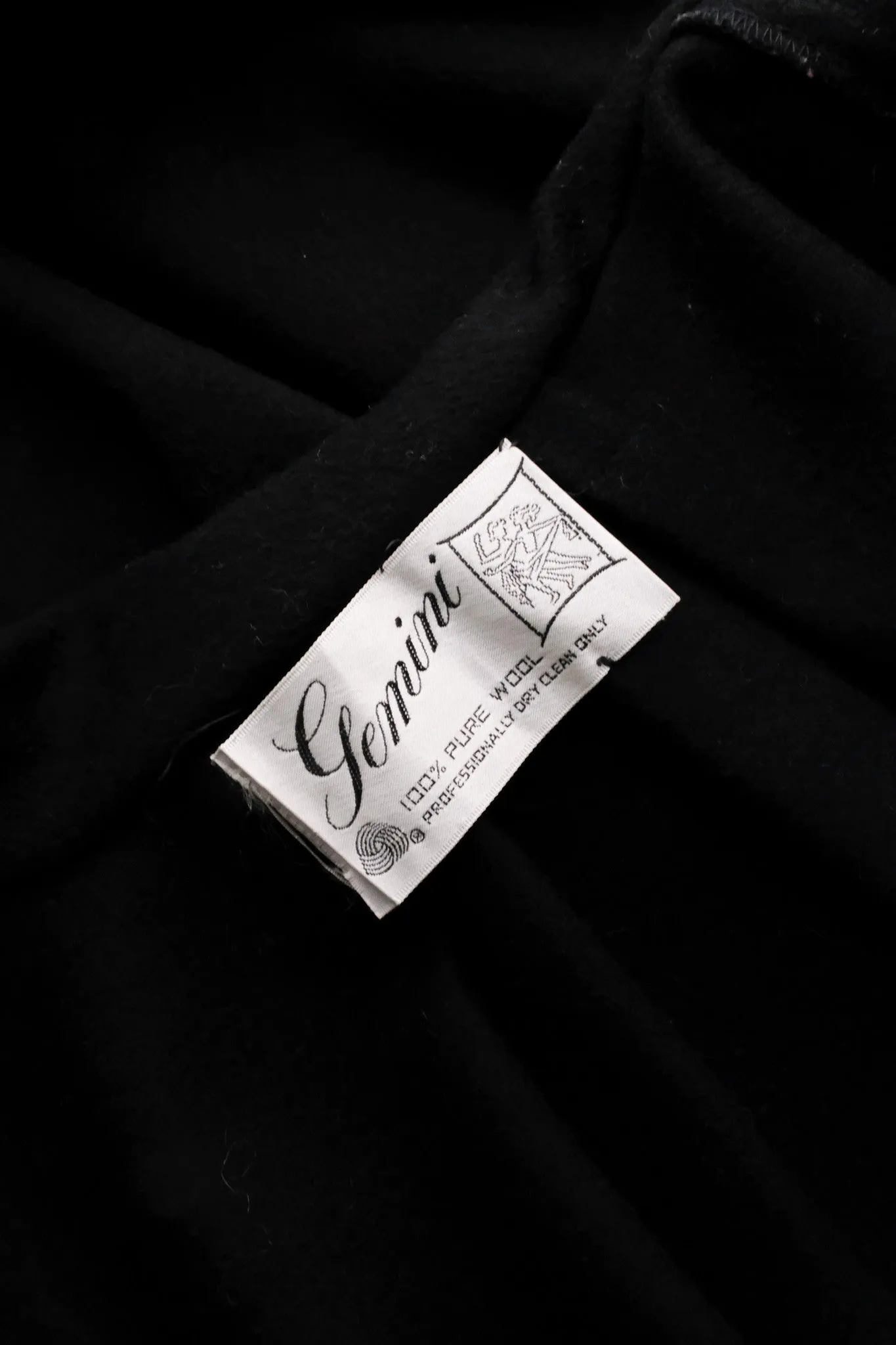 Classic 1970's Black Wool Cape by Gemini / OS