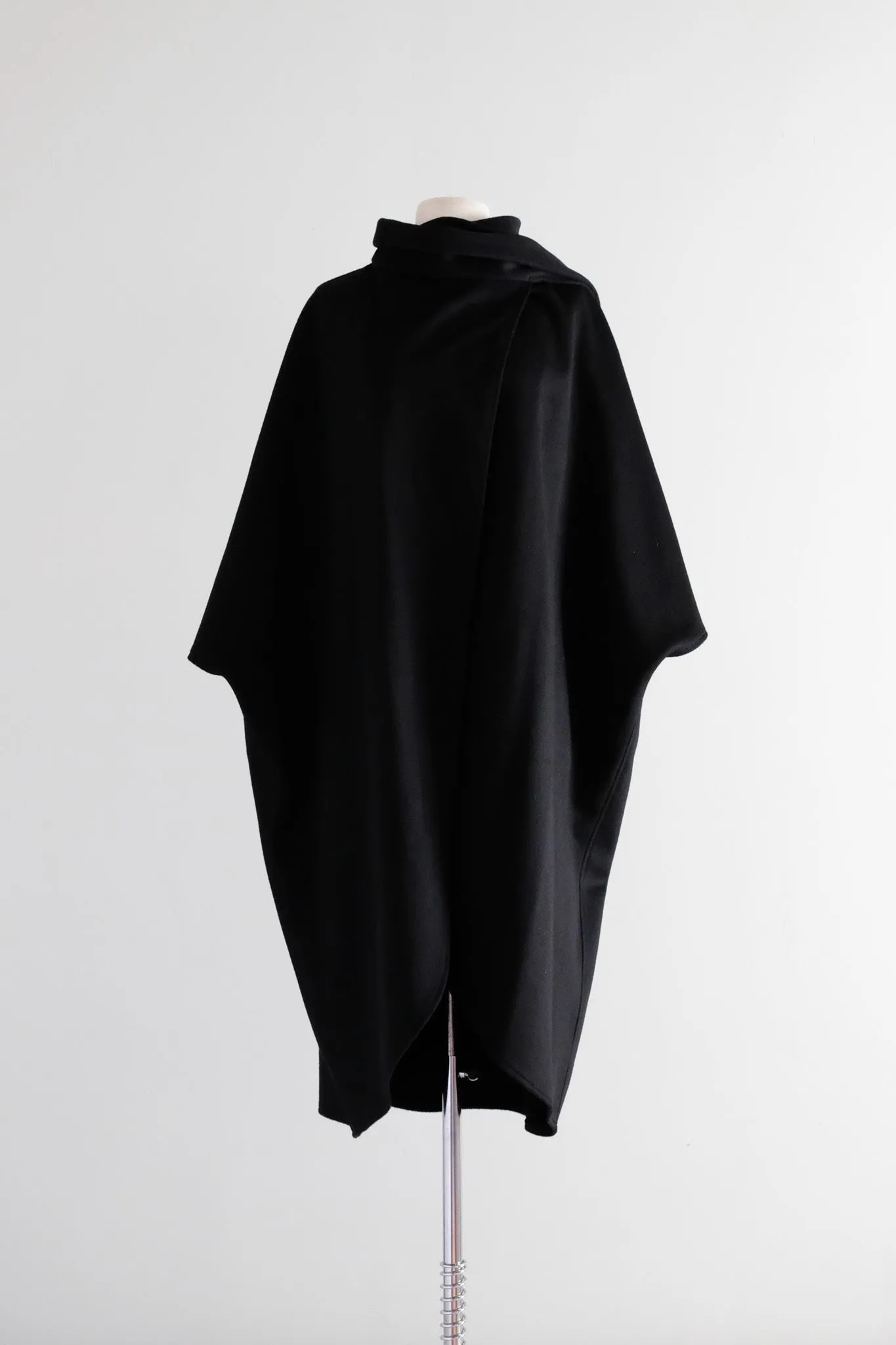 Classic 1970's Black Wool Cape by Gemini / OS