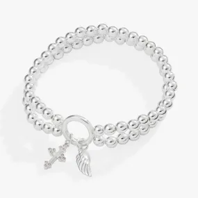 Cross   Wing Double Stretch Bracelet