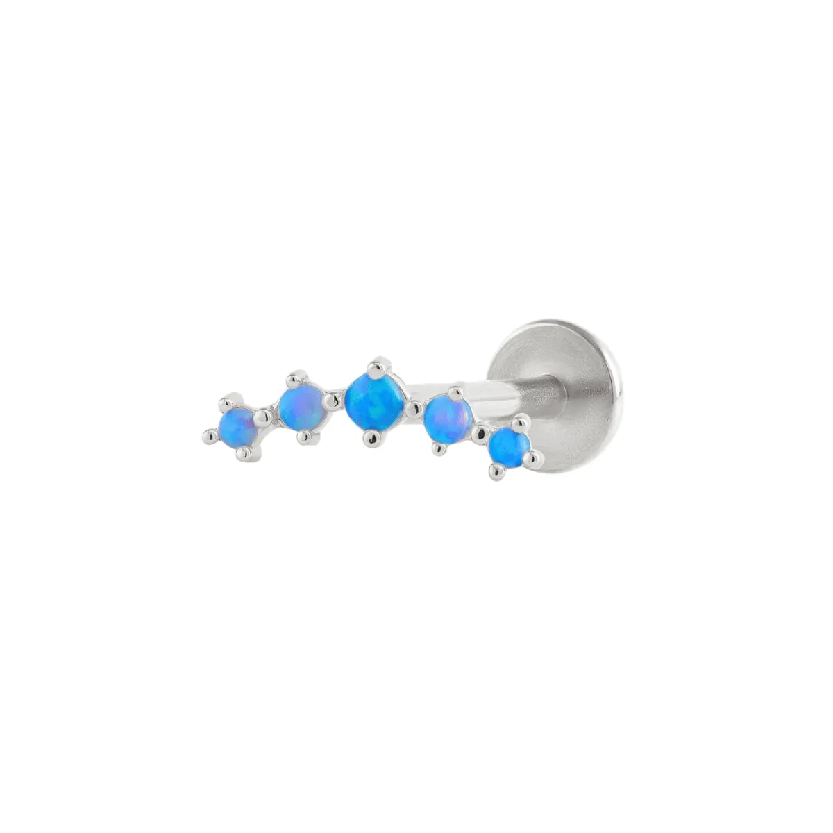 CURVED BLUE OPAL CARTILAGE Flat Back PIERCING EARRING (18G)