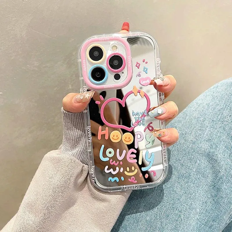 Cute Heart Mirror Phone Case for iPhone 11, 12, 13, 14, 15 Pro Max