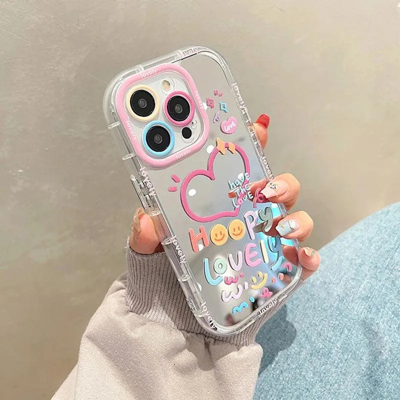 Cute Heart Mirror Phone Case for iPhone 11, 12, 13, 14, 15 Pro Max