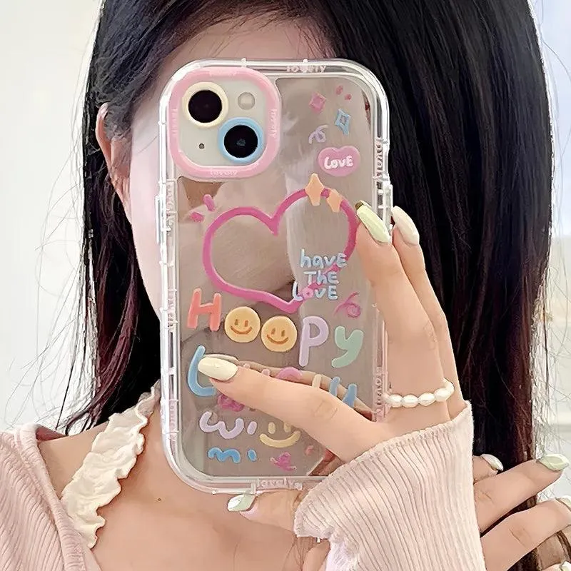 Cute Heart Mirror Phone Case for iPhone 11, 12, 13, 14, 15 Pro Max