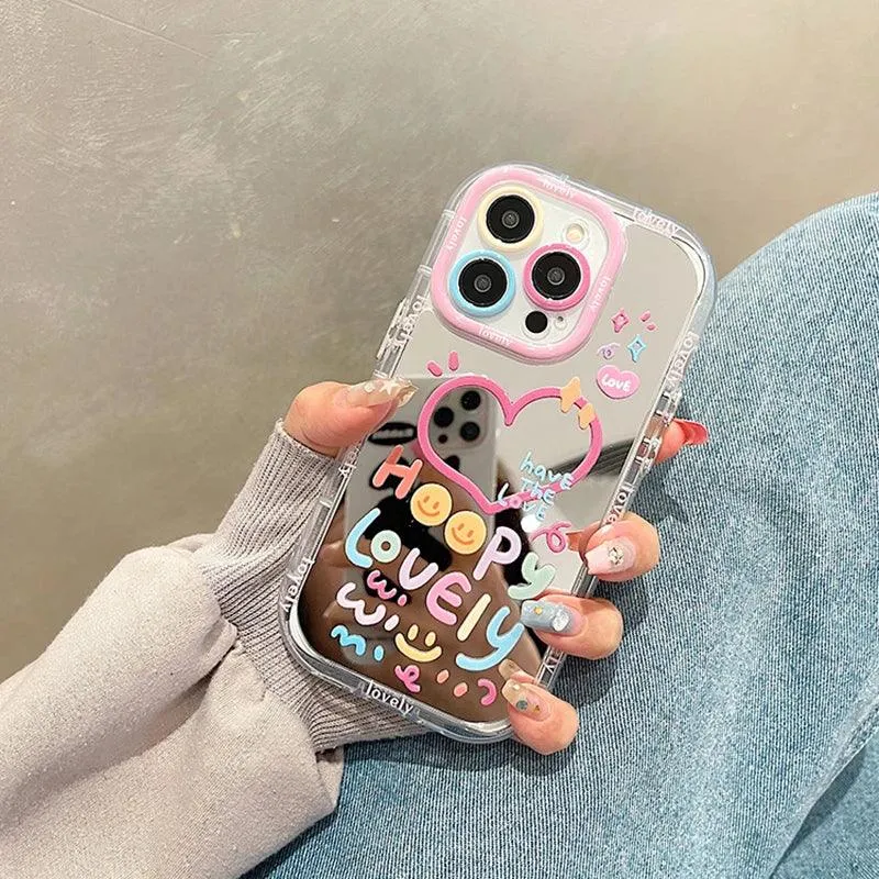 Cute Heart Mirror Phone Case for iPhone 11, 12, 13, 14, 15 Pro Max