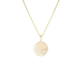 Diamond Heart Disc Pendant Necklace