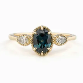 Diana Ring 1.1ct Deep Teal Blue Queensland Sapphire, 14k Yellow Gold (One of a kind)