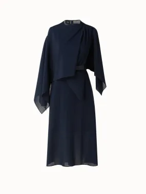 Drappiertes Midi-Kleid aus Wollcrêpe