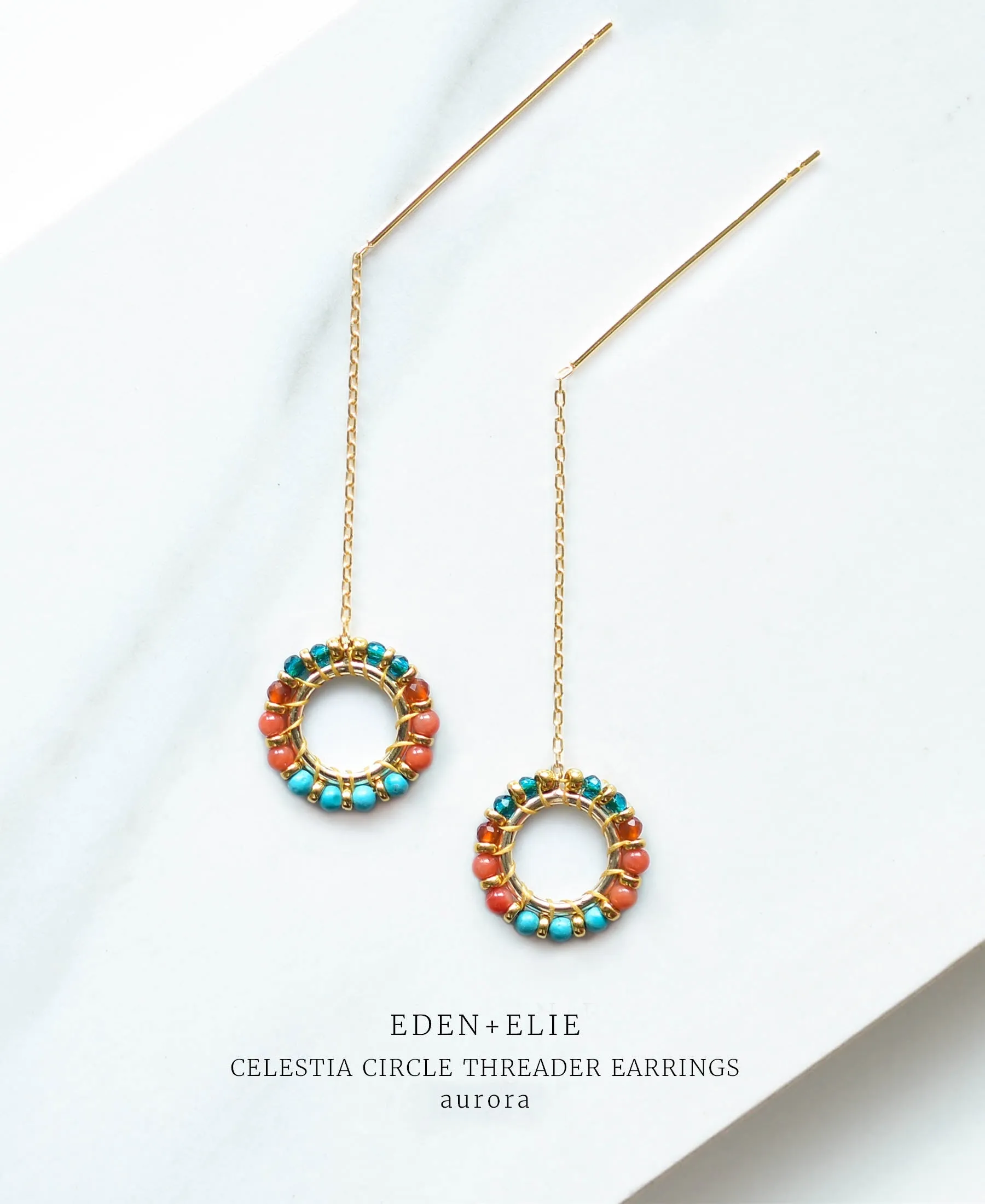 EDEN   ELIE Celestia Circle Threader Earrings - Aurora