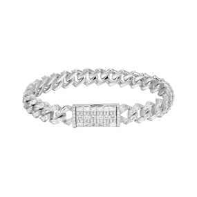 Emerald Cut Moissanite Prong Cuban Link Bracelet