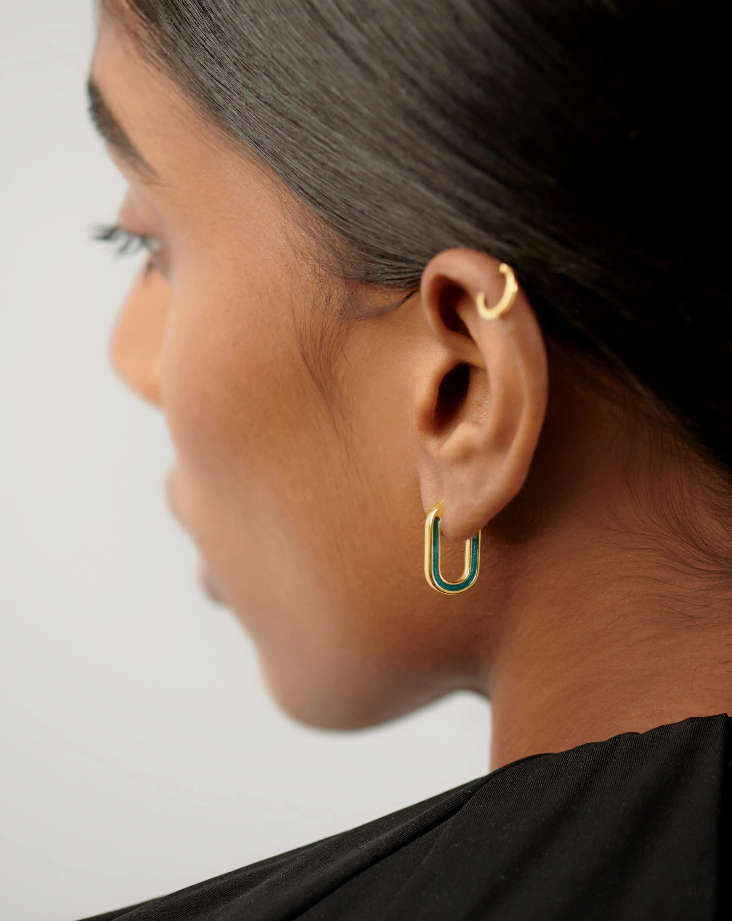 Enamel Haze Ovate Small Hoop Earrings