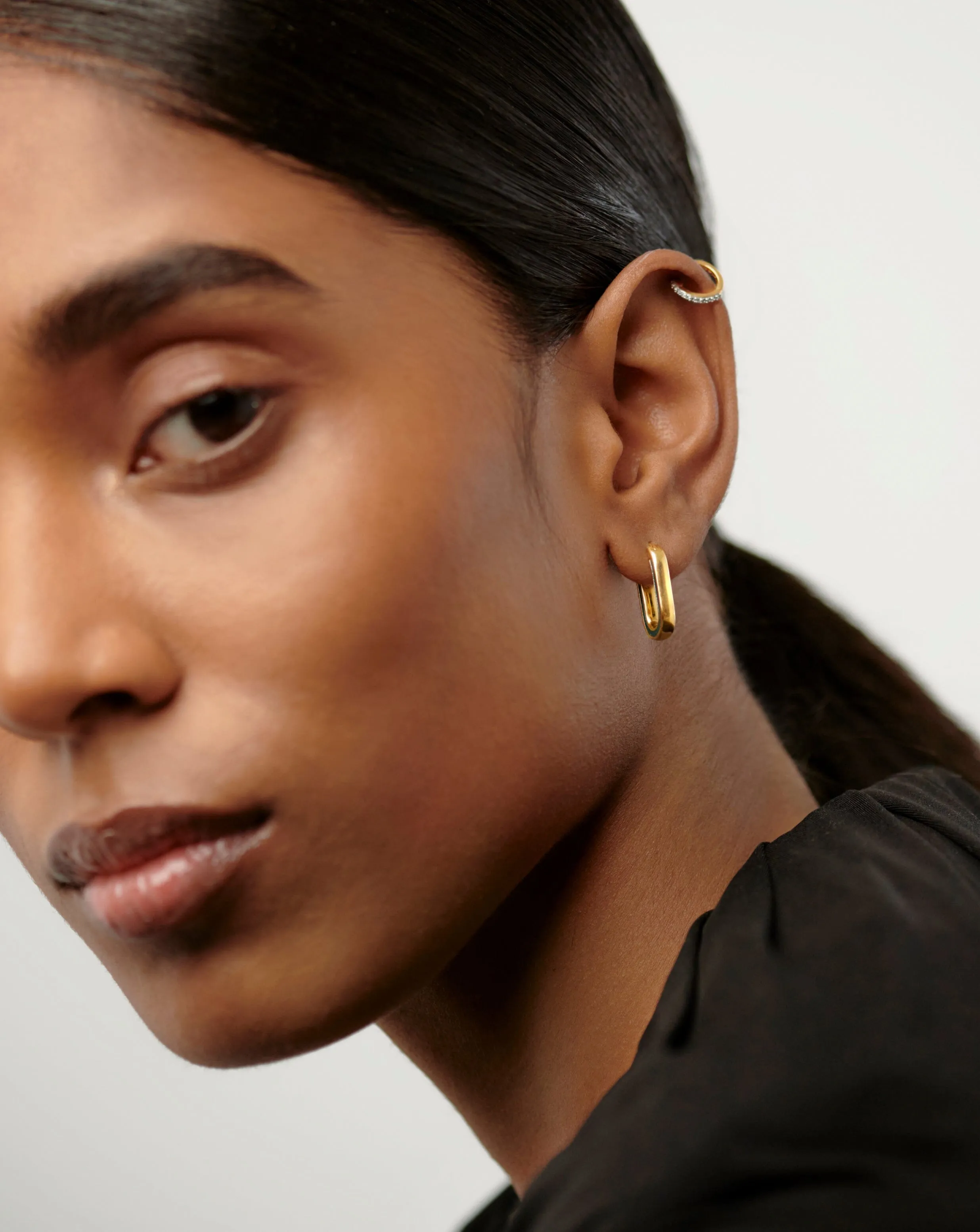 Enamel Haze Ovate Small Hoop Earrings