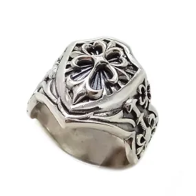 Fleur de Lis Cross Men's Ring Silver 925