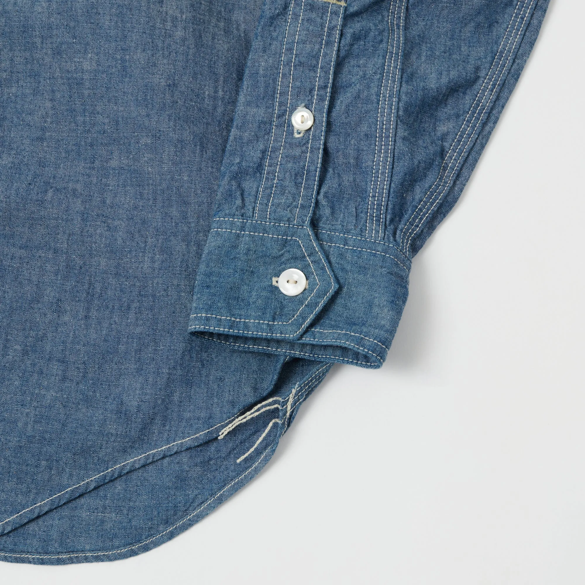 Freewheelers 'The Ironall' Long Sleeve Work Shirt - Indigo Chambray