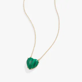 Gemstone Heart Necklace, Reconstituted Malachite