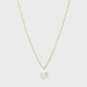 Gorjana Reese Pearl Charm Necklace (gold & pearl)