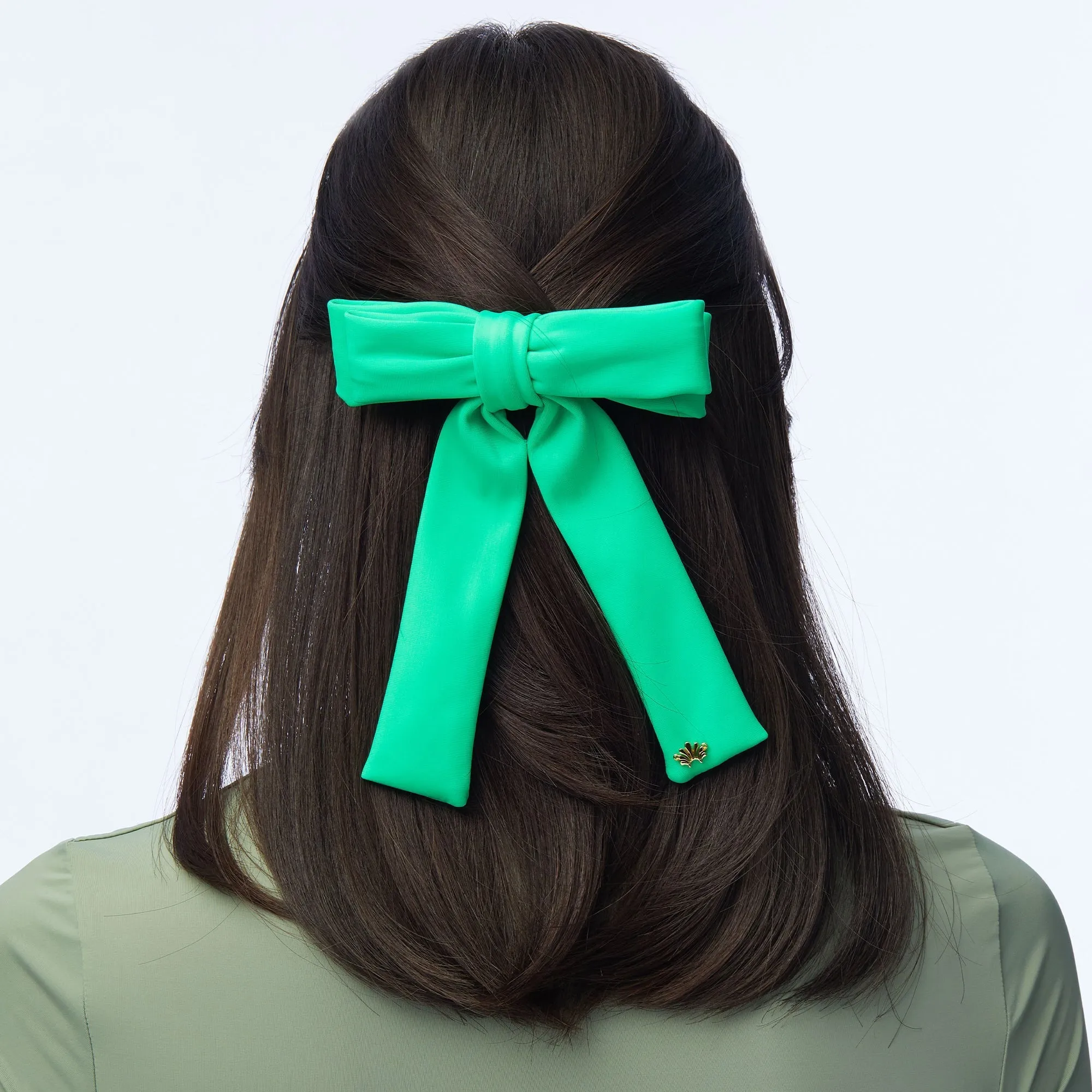 GRASS GREEN NEOPRENE ANTOINETTE BOW BARRETTE