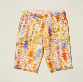 Inserch Premium Linen Watercolor Print Short P21907-16 Yellow