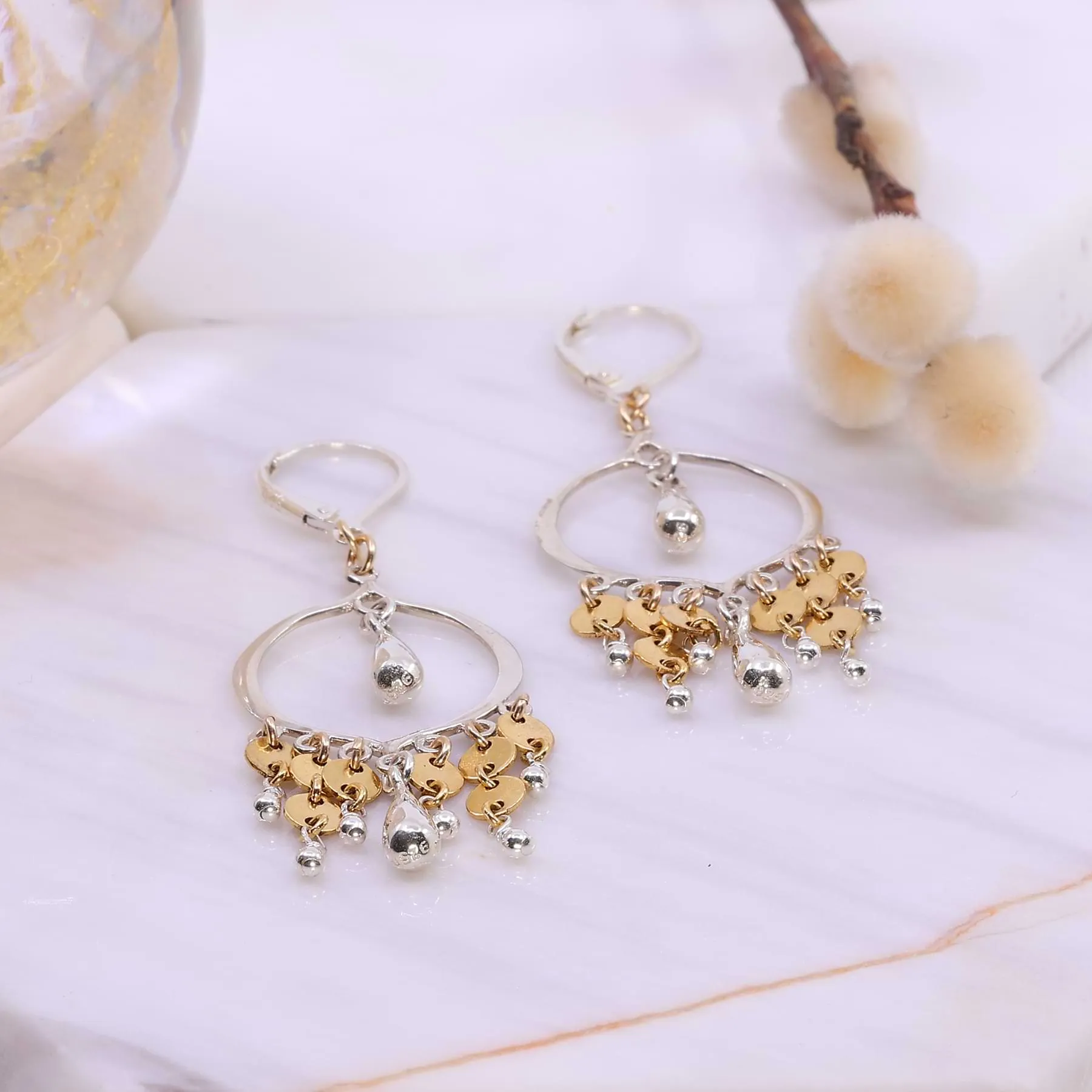 Isolde - Gold and Silver Chandelier Earrings