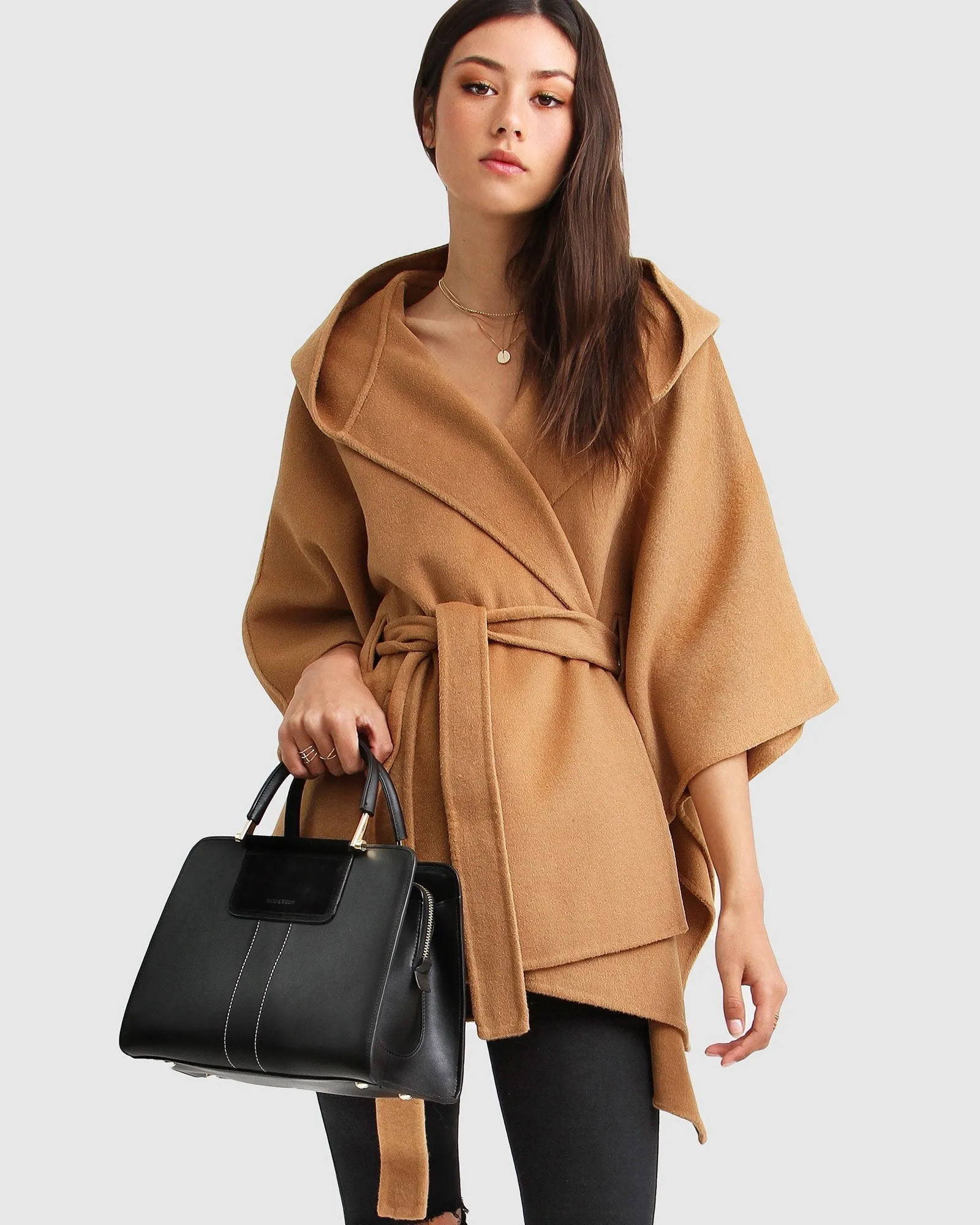 Jackson Landing Wool Blend Cape Coat - Dark Camel