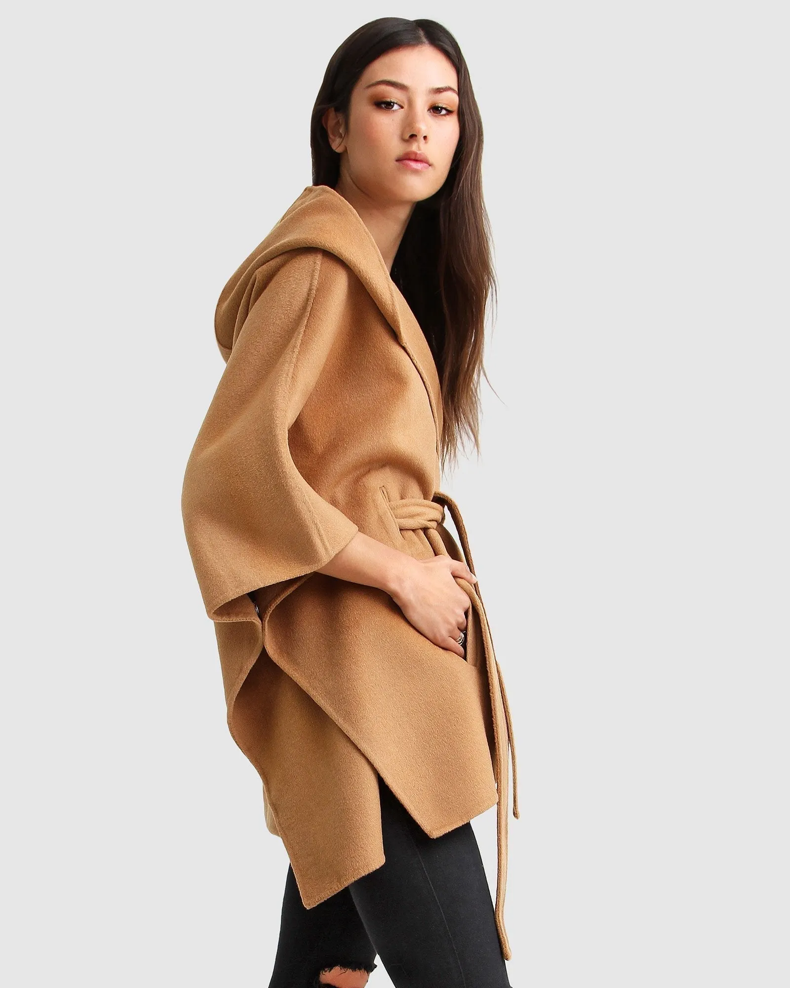 Jackson Landing Wool Blend Cape Coat - Dark Camel