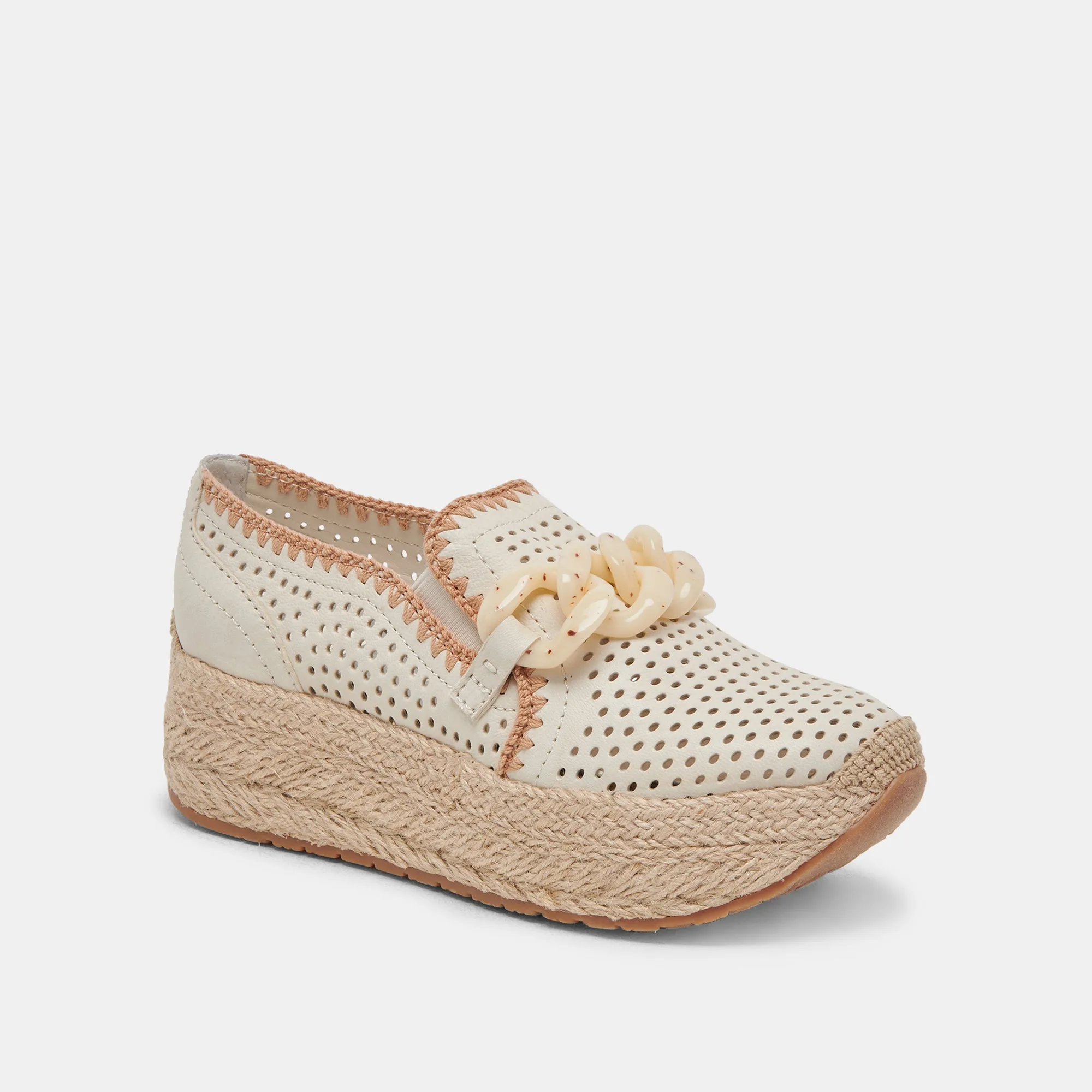 JHENEE ESPADRILLE SNEAKERS IVORY PERFORATED NUBUCK