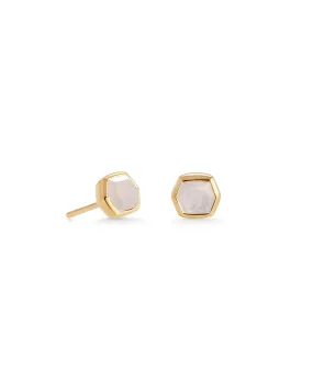 Kendra Scott Davie Stud Earrings in Rainbow Moonstone and 18k Gold Vermeil