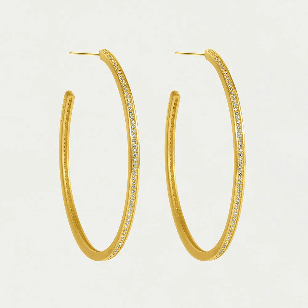 Petit Pavé Large Thin Hoops