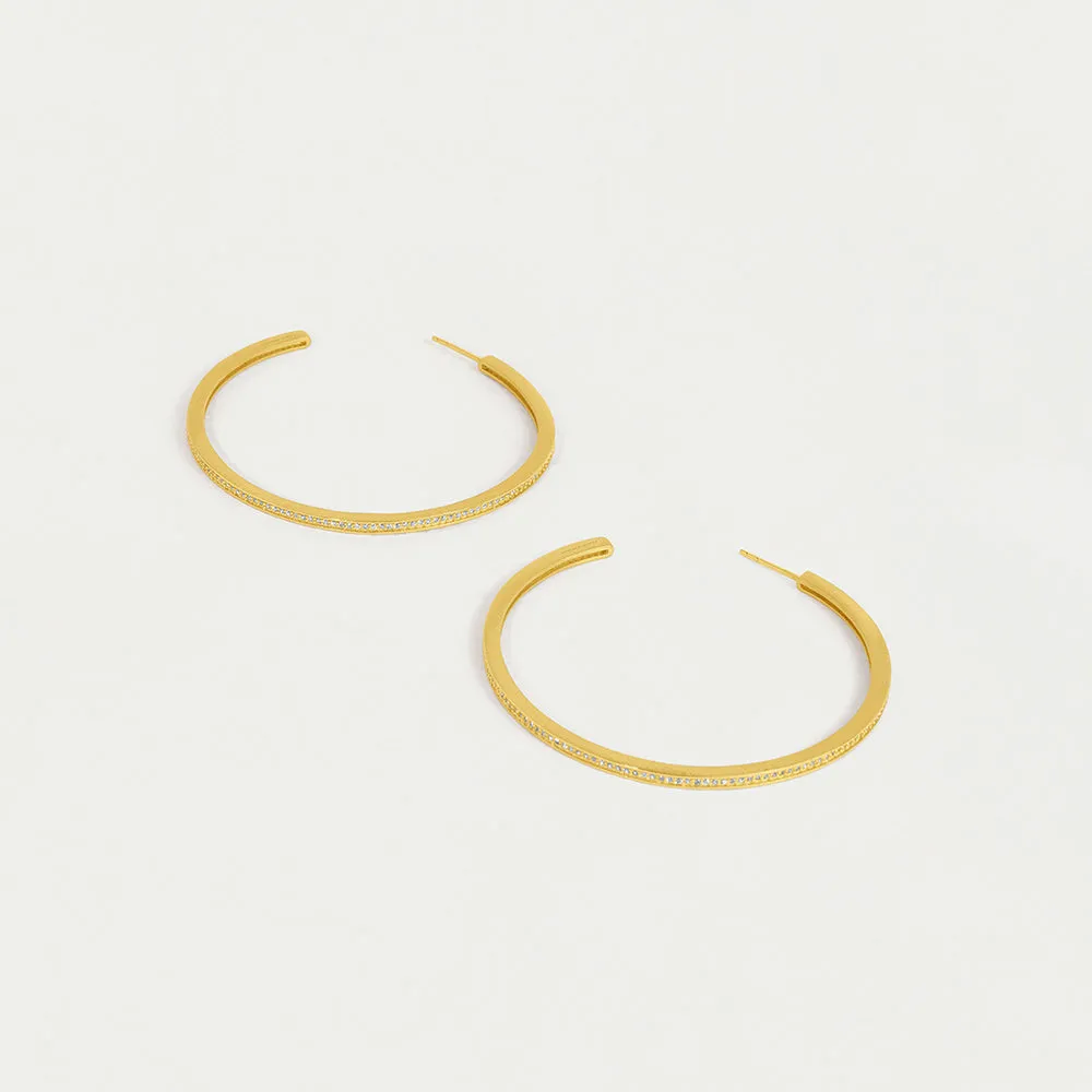 Petit Pavé Large Thin Hoops