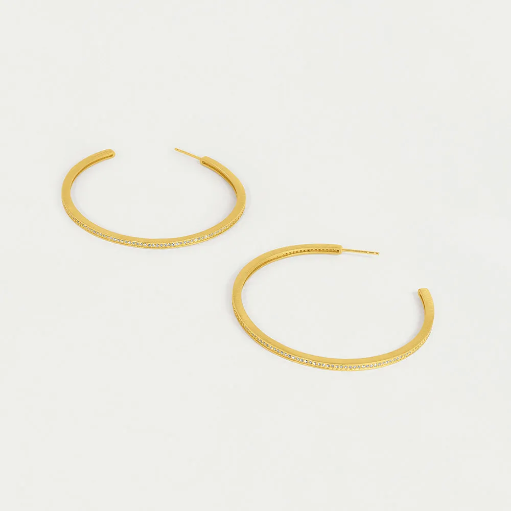 Petit Pavé Large Thin Hoops