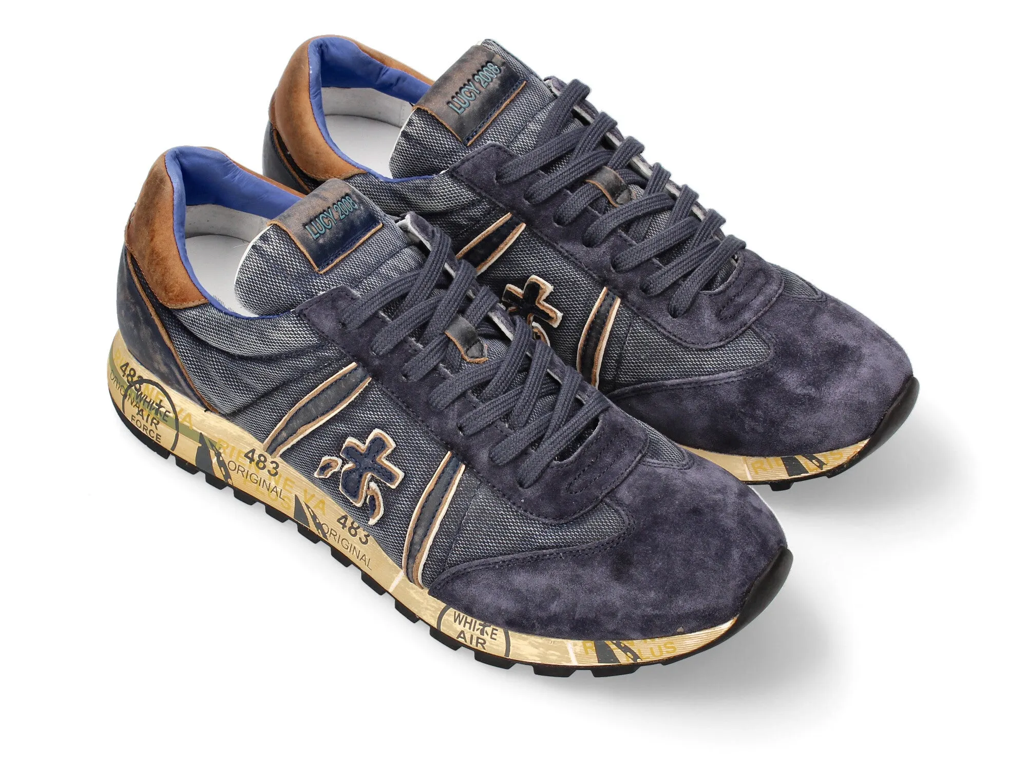 Premiata sneakers uomo Lucy denim camoscio