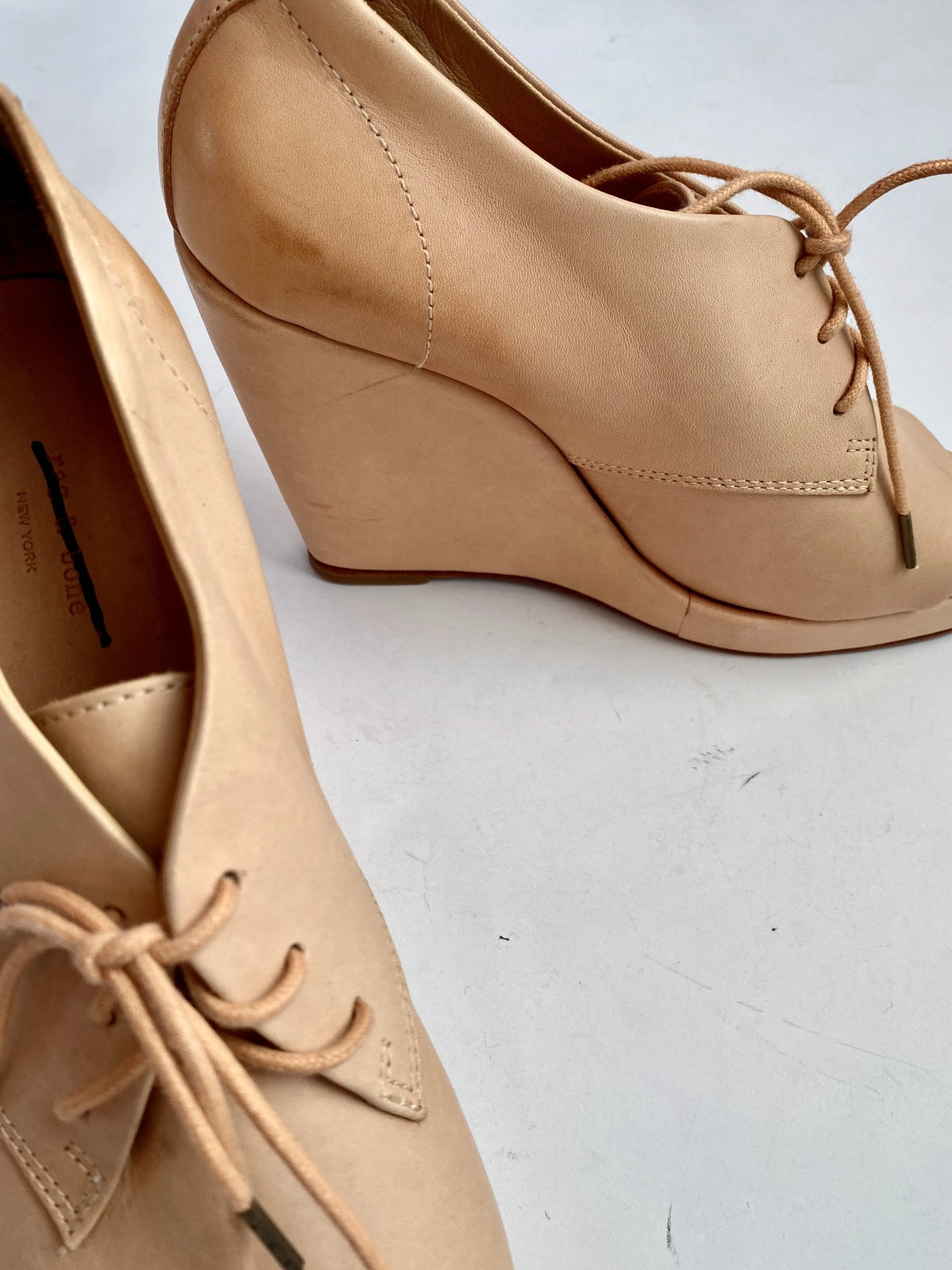 Rag & Bone Tan Leather Wedges