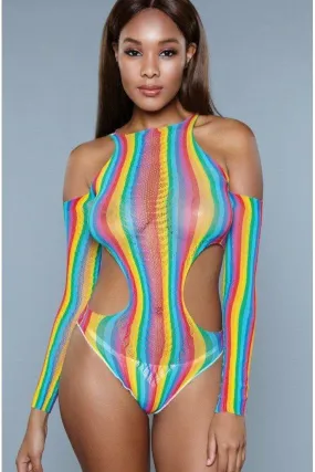 Rainbow Cold Shoulder Bodysuit