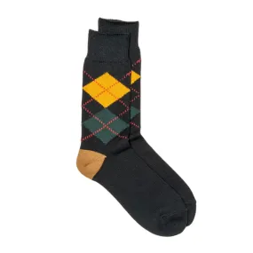 ROTOTO Argyle Crew Socks Black/Cinnamon