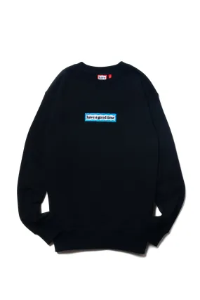 SIDE BLUE FRAME EMBROIDERED CREWNECK BLACK