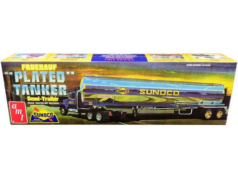 Skill 3 Model Kit Fruehauf Plated Tanker Semi-Trailer Sunoco 1/25 Scale Model by AMT