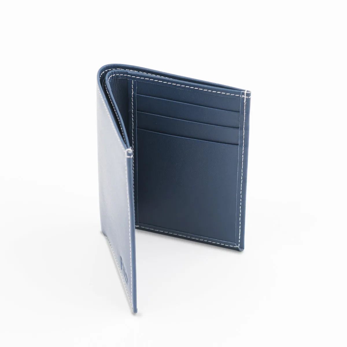 Sleek-Fold Leather Wallet-Navy