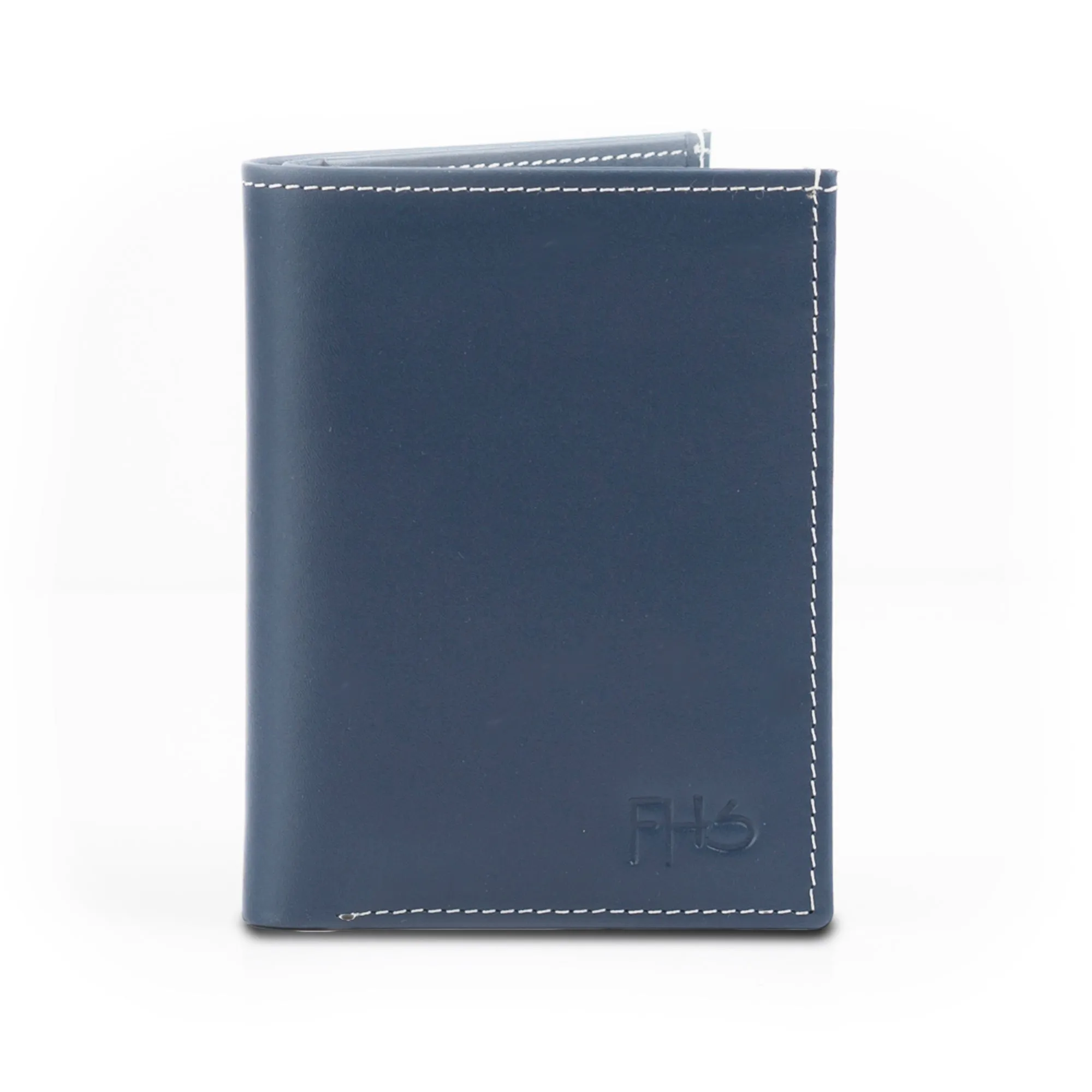 Sleek-Fold Leather Wallet-Navy