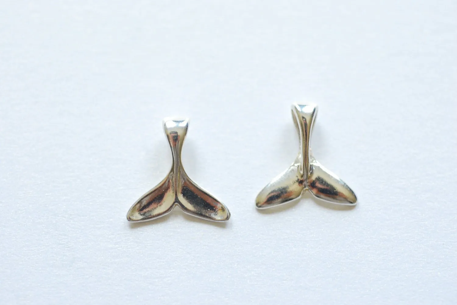 Sterling Sterling Wholesale Dolphin Whale Tail- 925 sterling silver Dolphin Fin Tail Charm, Vermeil gold Sterling Silver Sea Animal Charm