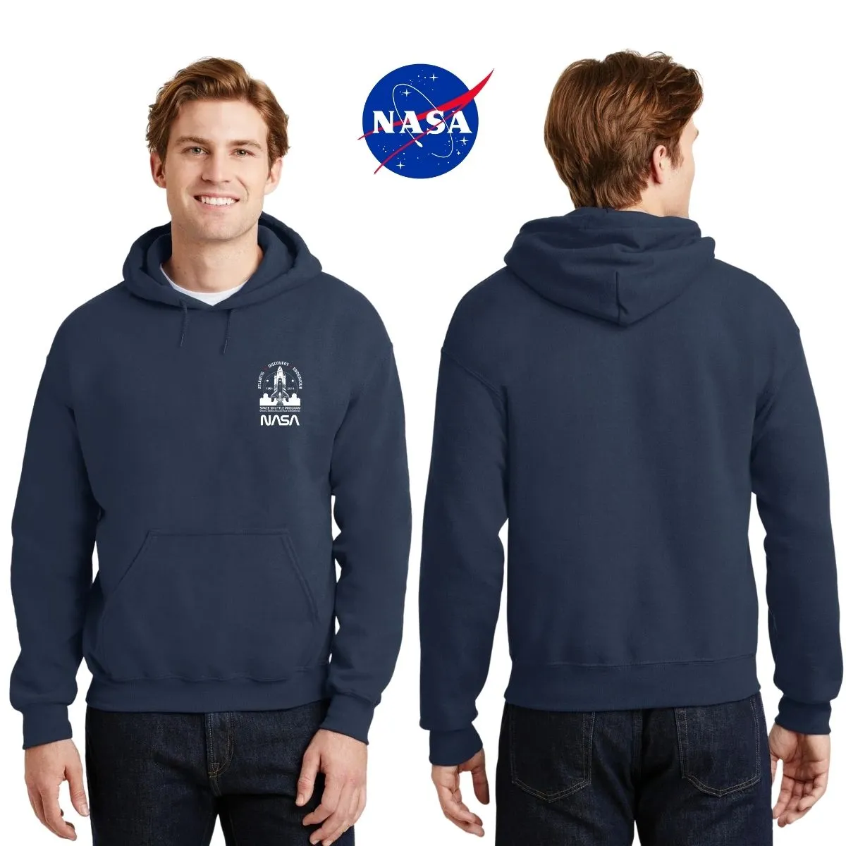 Sudadera Hombre Hoodie Nasa Cohete Espacial Escudo