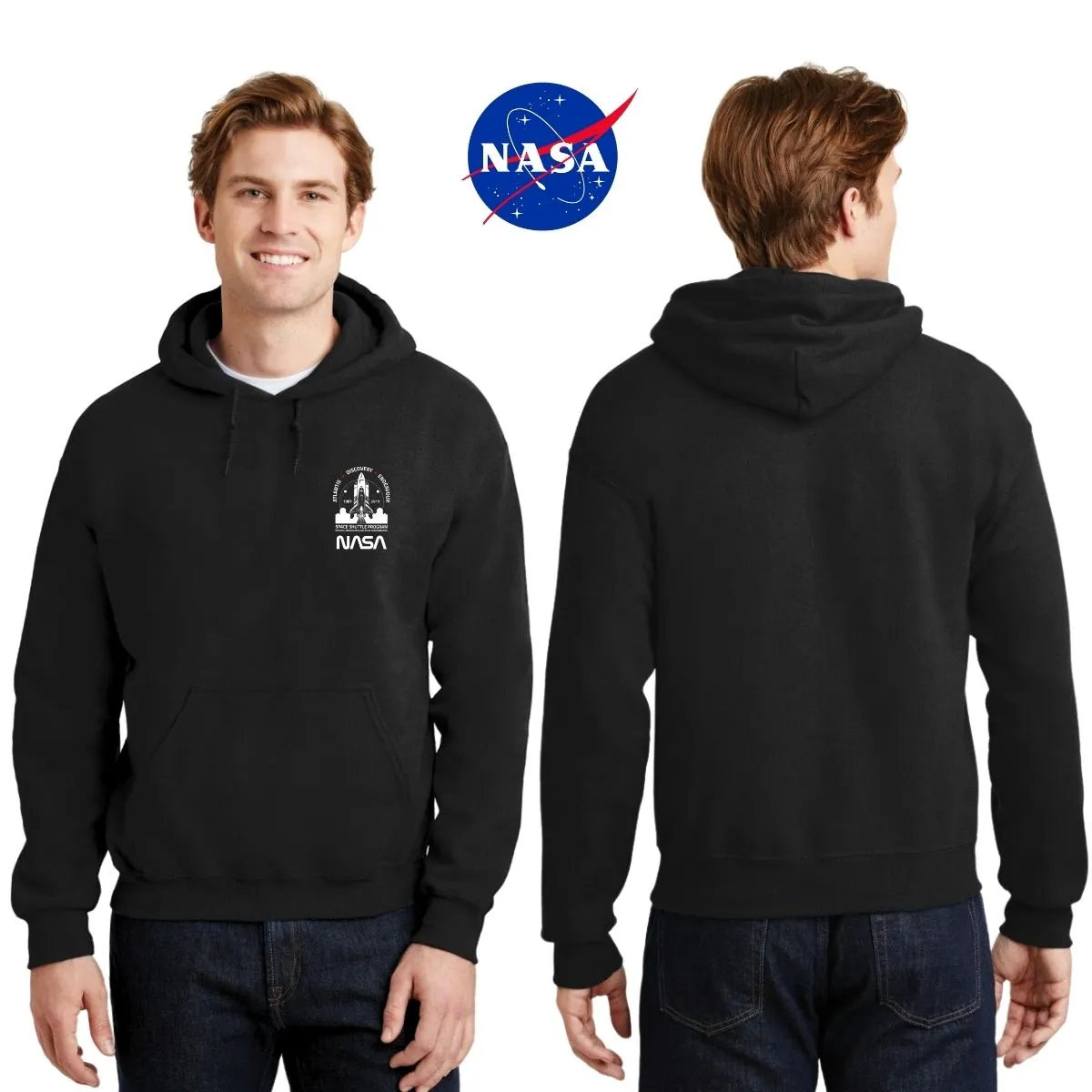 Sudadera Hombre Hoodie Nasa Cohete Espacial Escudo