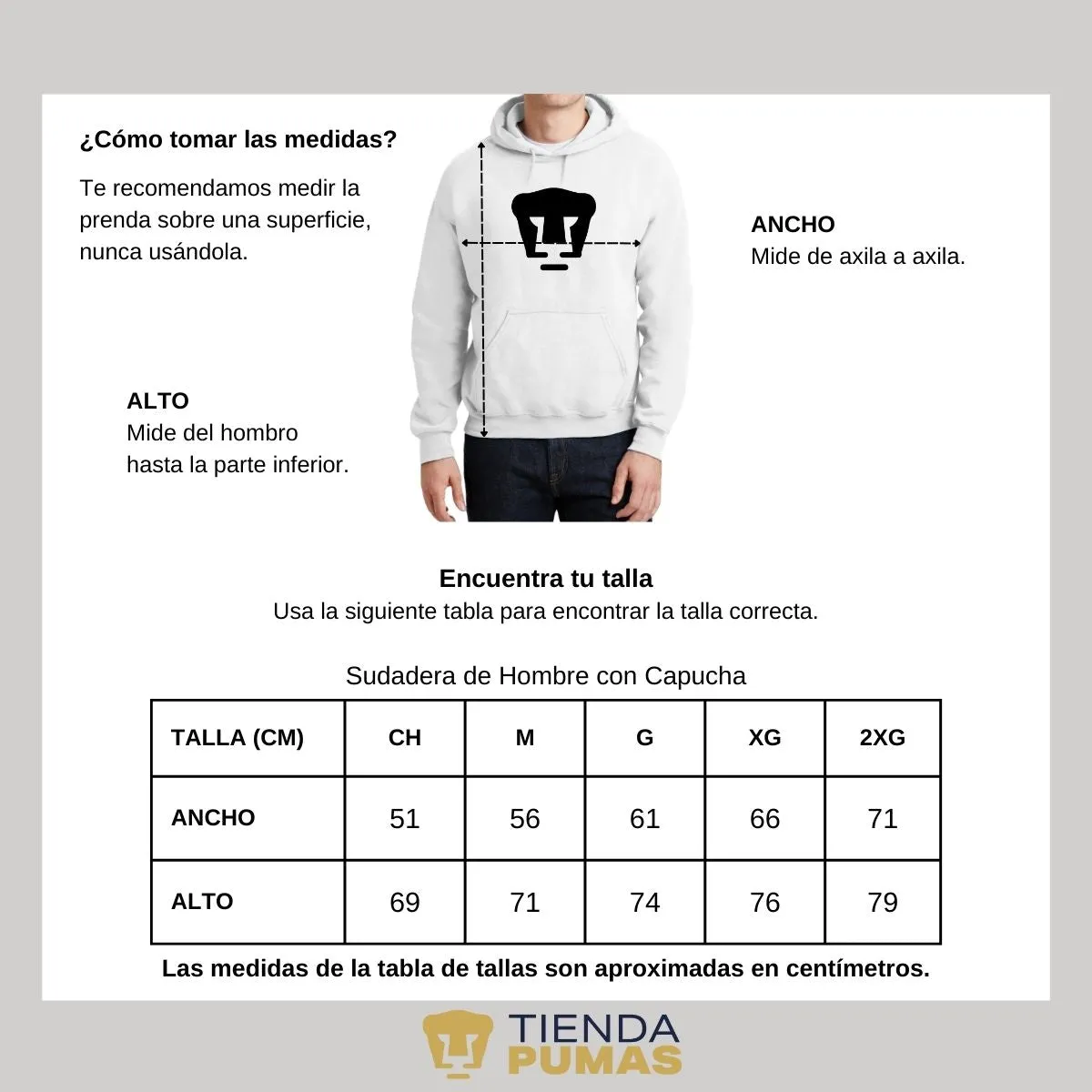 Sudadera Hombre Hoodie Pumas UNAM Logo Monocromatico Vinil